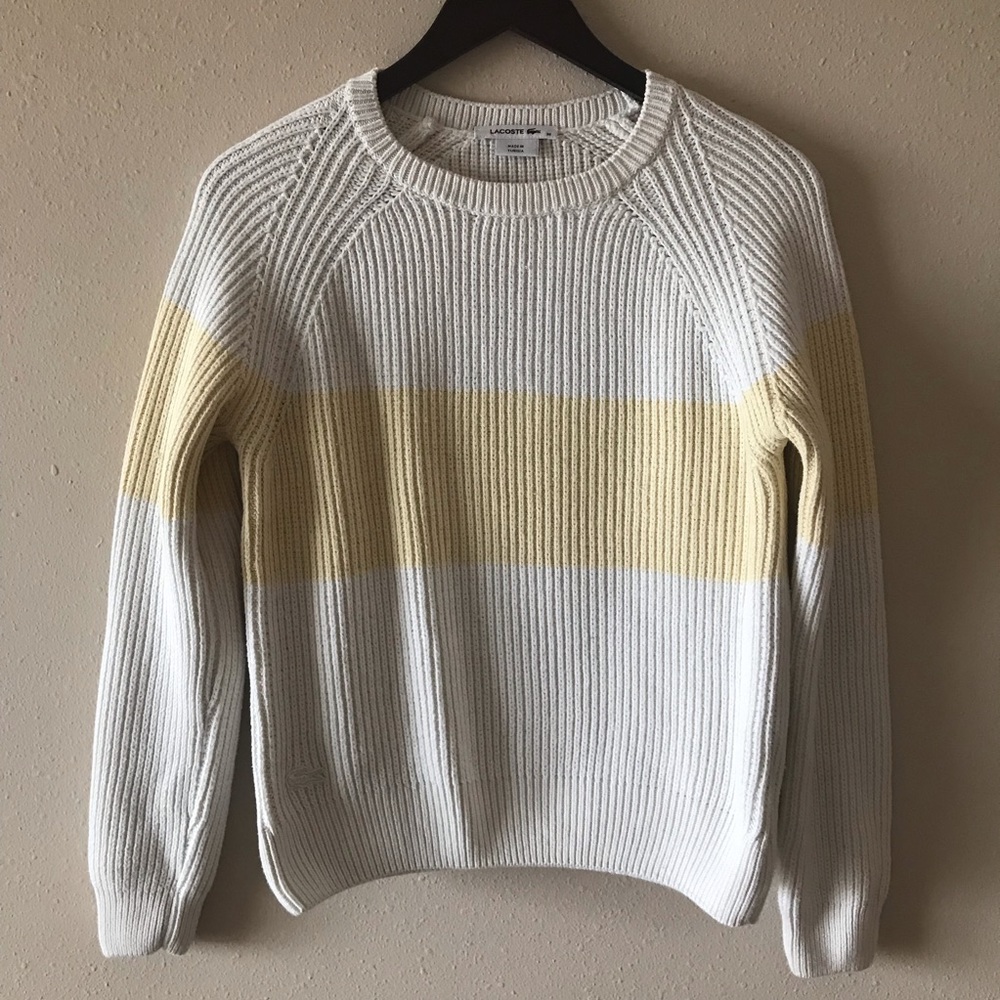 Lacoste Cream and yellow strip sweater